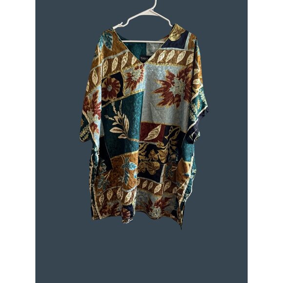 Naqui New York Womens 3XL Floral Patchwork Caftan Top V-Neck Elegant Boho Style - Picture 6 of 7